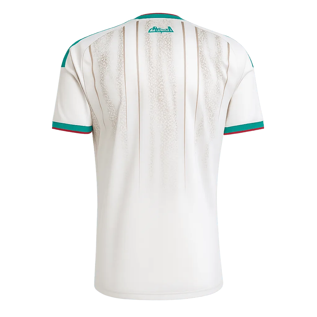 Parte trasera camiseta Argelia Mundial 2026 - Equipación local blanca.