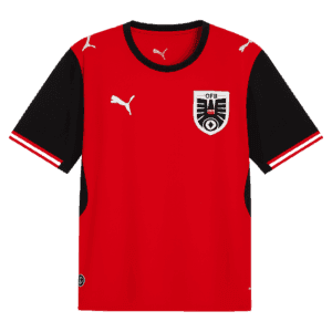 Camiseta de la selección de Austria para el Mundial 2026 - Equipación local roja y negra.