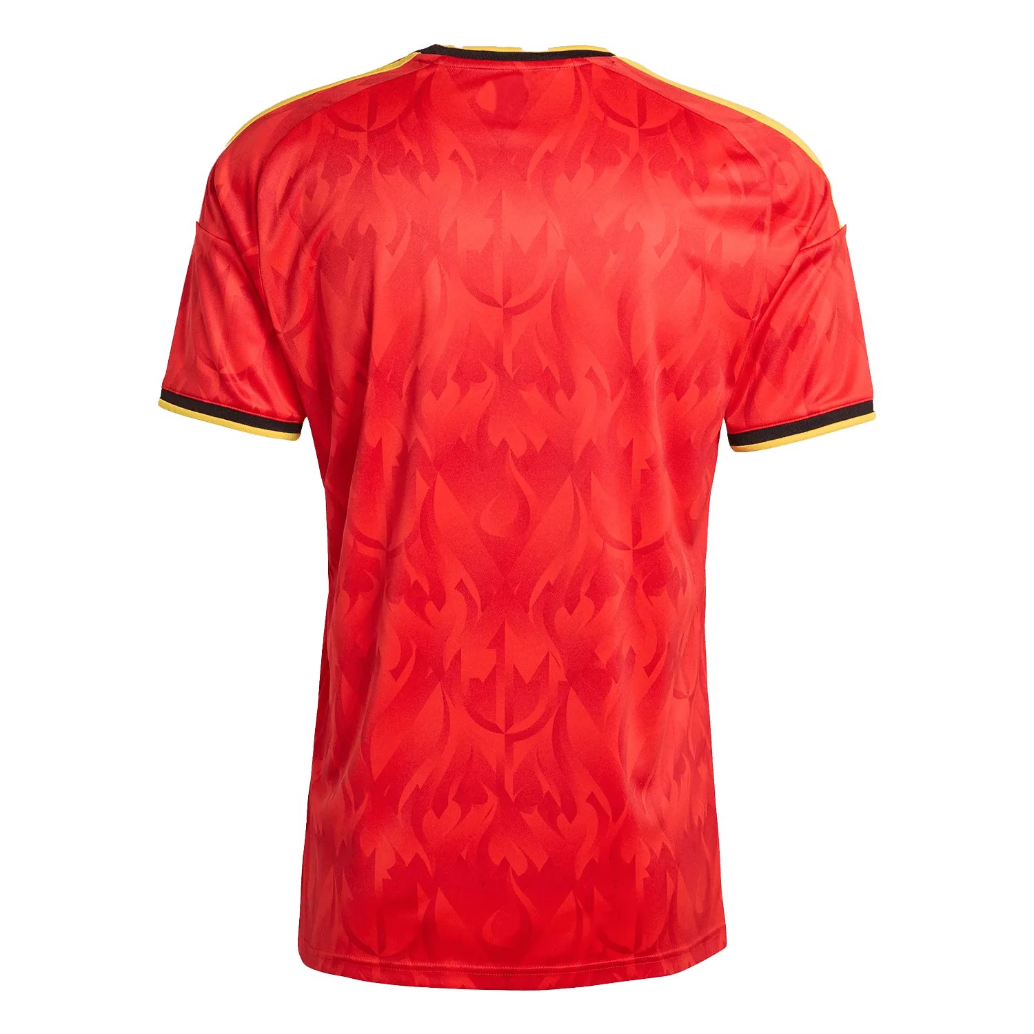 Dorsal de la camiseta de Bélgica Mundial 2026 - Equipación local roja con detalles de llamas.
