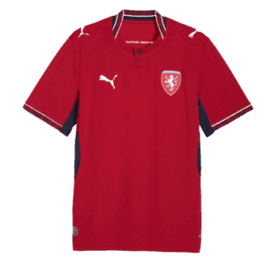 Camiseta de la selección de República Checa para el Mundial 2026 - Equipación local roja con cuello tipo polo.