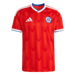 Camiseta de la selección de Chile para el Mundial 2026 - Equipación local roja con patrón de puntas de flecha.