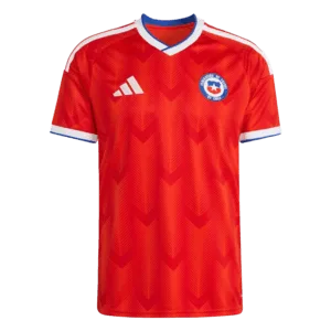 Camiseta de la selección de Chile para el Mundial 2026 - Equipación local roja con patrón de puntas de flecha.