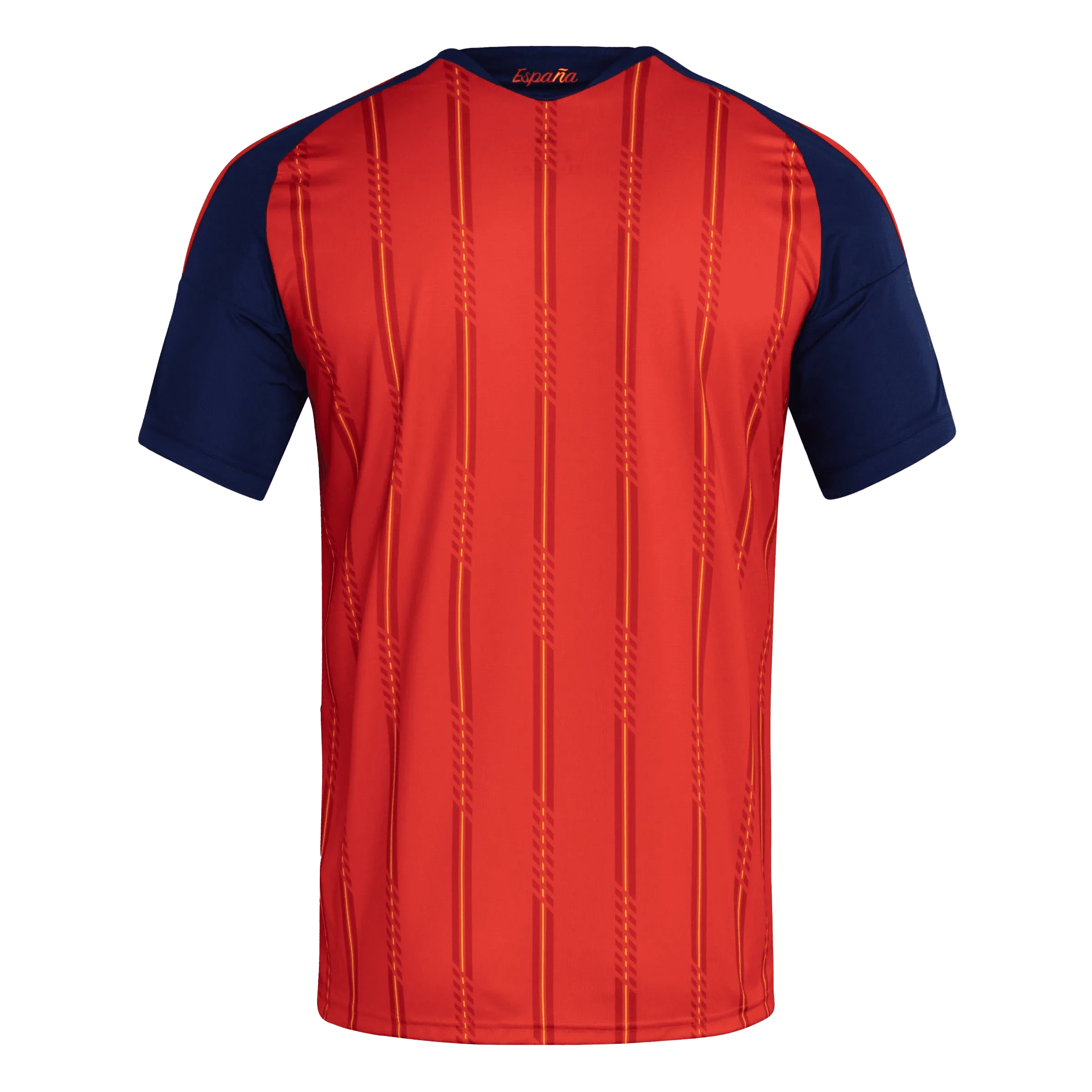 Dorsal de la camiseta de España Mundial 2026 - Equipación local roja con detalles azul marino.