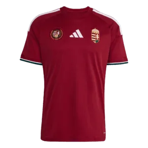 Camiseta de la selección de Hungría para el Mundial 2026 - Equipación local granate con detalles nacionales.
