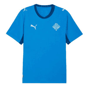Camiseta de la selección de Islandia para el Mundial 2026 - Equipación local azul con diseño geométrico.