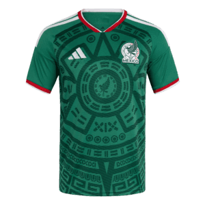 Camiseta de la selección de México para el Mundial 2026 - Equipación local verde con diseño de la Piedra del Sol.