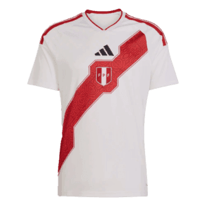 Camiseta de la selección de Perú para el Mundial 2026 - Equipación local blanca con franja roja.