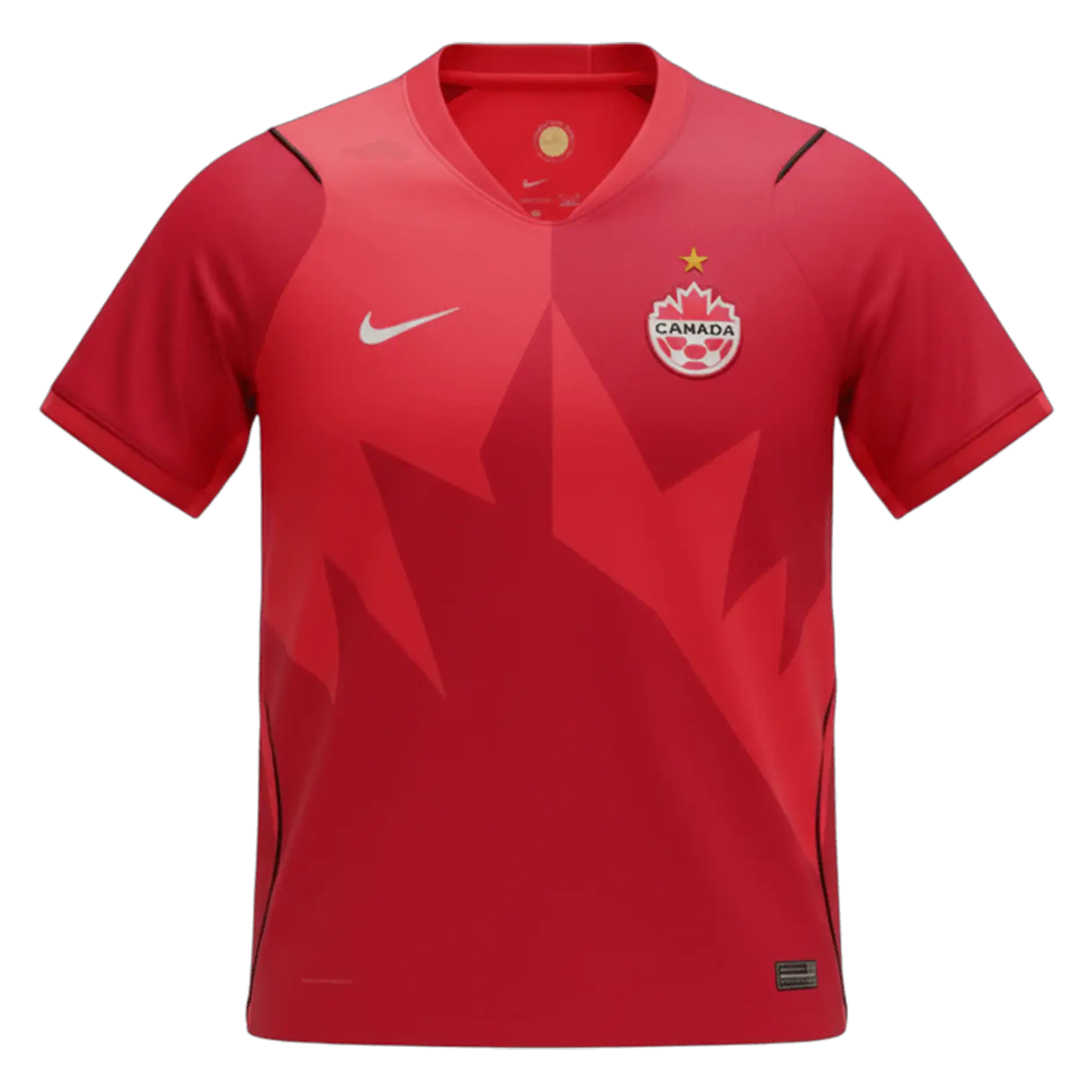 Nueva equipación de la selección canadiense para la Copa del Mundo 2026 con gráficos geométricos inspirados en su símbolo nacional.