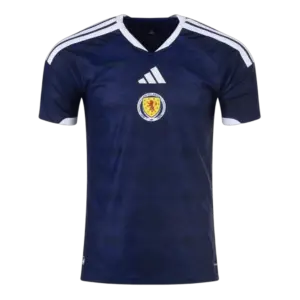 Camiseta de la selección de Escocia para el Mundial 2026 - Equipación azul oscuro con patrón de tartán moderno.