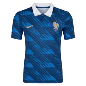 Camiseta de la selección de Francia para el Mundial 2026 - Equipación local azul con patrón de líneas diagonales.