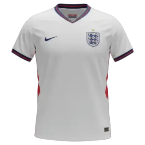 Camiseta de la selección de Inglaterra para el Mundial 2026 - Equipación local blanca con detalles en azul y rojo.