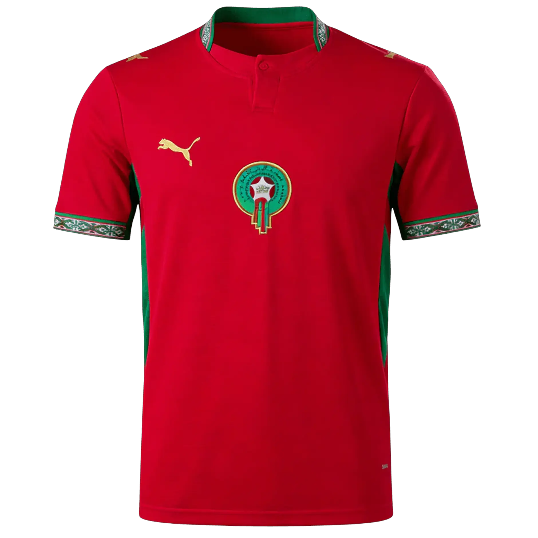 Nueva equipación de los "Leones del Atlas" para la Copa del Mundo 2026: elegancia en rojo y verde con patrones tradicionales.