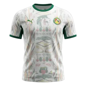 Camiseta de la selección de Senegal para el Mundial 2026 - Equipación local blanca con patrones culturales africanos.