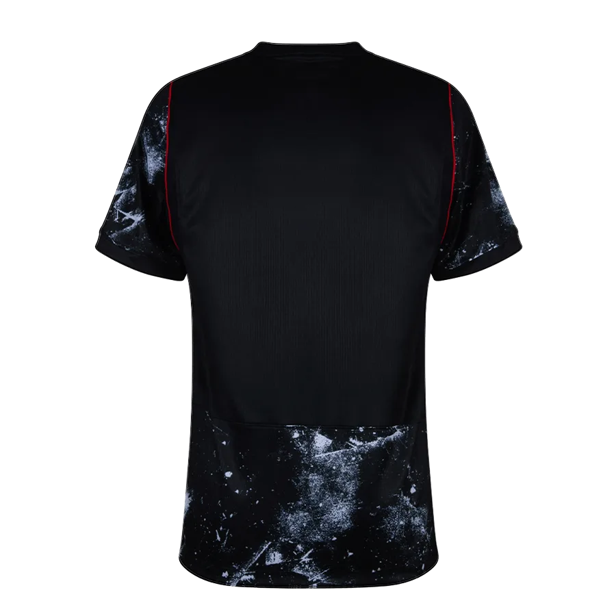 Dorsal de la camiseta de la selección de Canadá para el Mundial 2026 - Equipación visitante negra con detalles rojos.