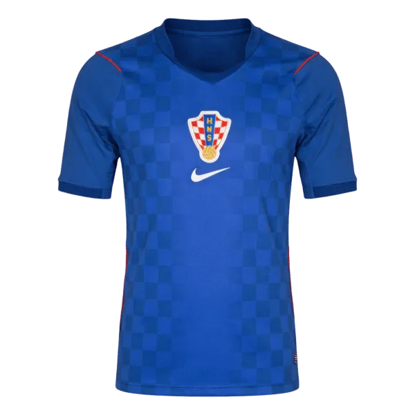 Nueva equipación visitante de la selección croata para la Copa del Mundo 2026 con diseño de cuadros modernos.
