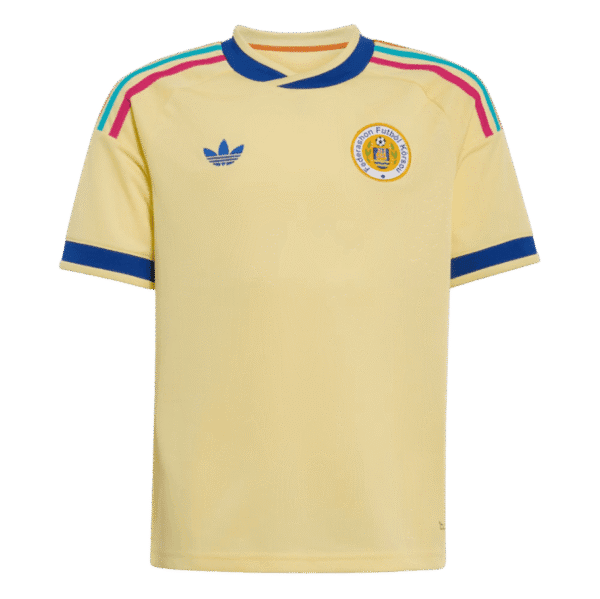 Segunda equipación de la selección de Curazao para la Copa del Mundo 2026 con un diseño colorido y moderno.