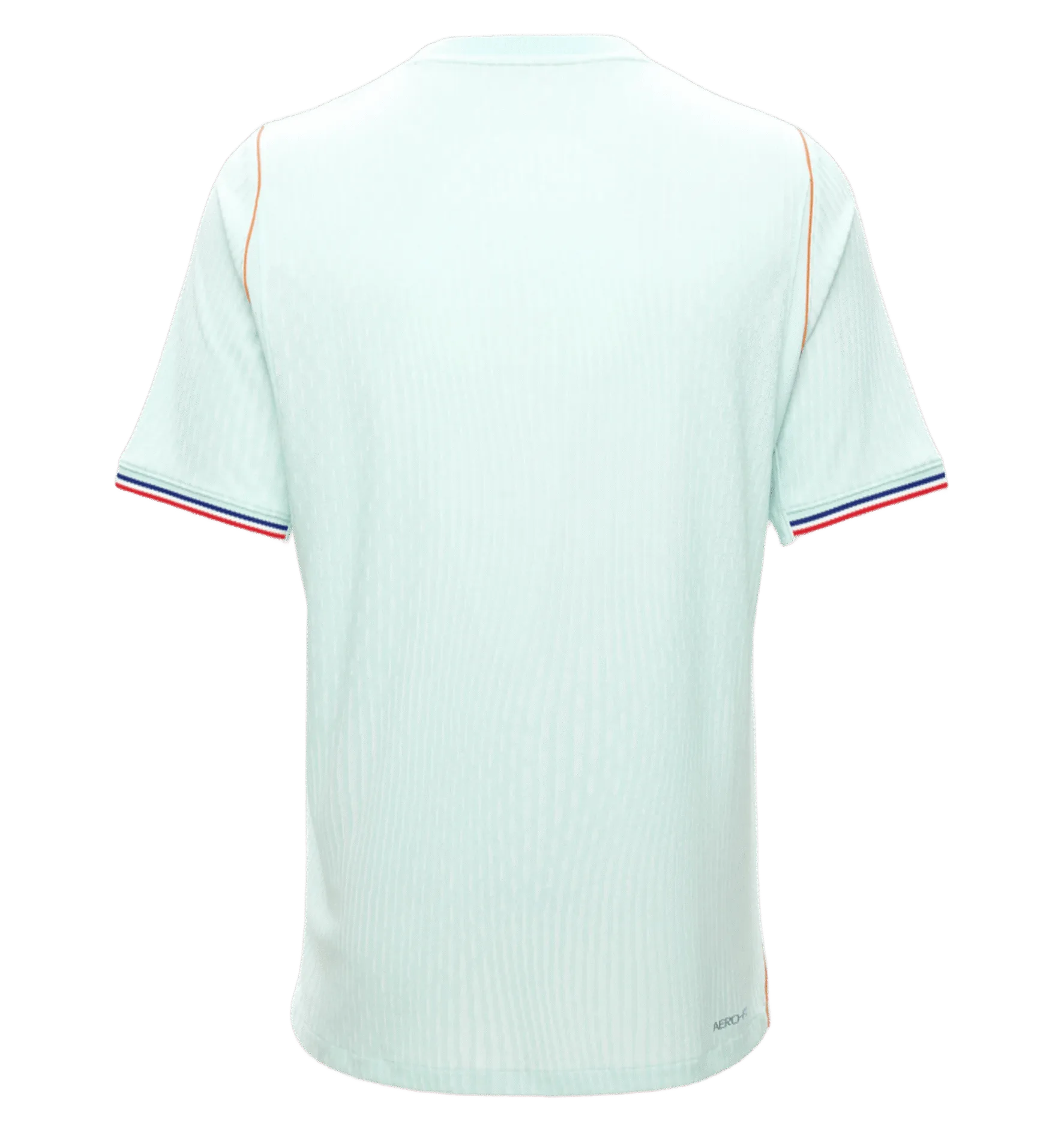 Dorsal de la camiseta de la selección de Francia para el Mundial 2026 - Equipación visitante blanca con finas líneas tricolores.