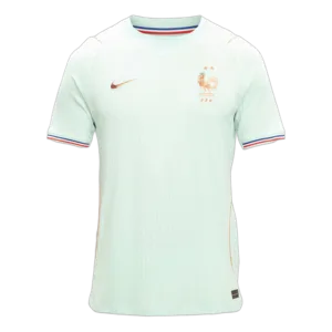 Camiseta de la selección de Francia para el Mundial 2026 - Equipación visitante blanca con finas líneas azules y rojas.