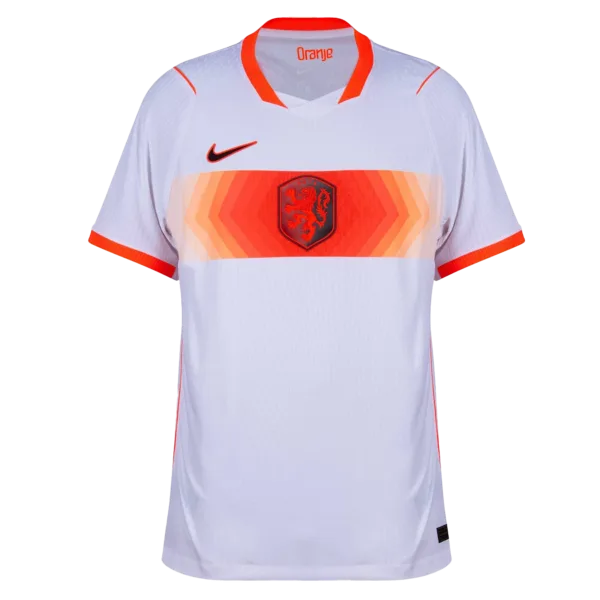 Segunda equipación de la selección neerlandesa para 2026 con diseño de franja pectoral geométrica.