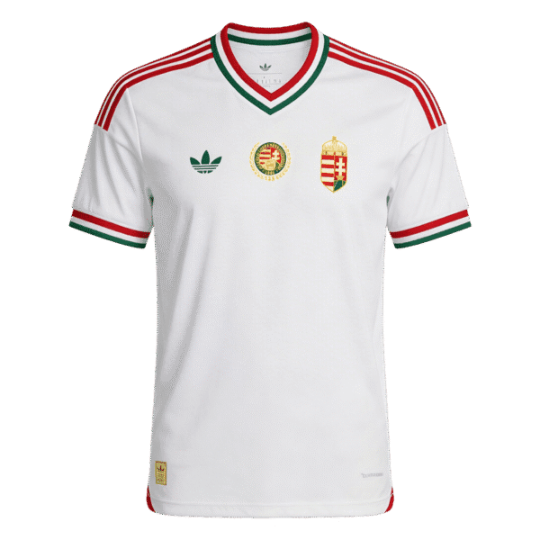 Nueva equipación visitante de la selección de Hungría para la Copa del Mundo 2026 con un diseño elegante y tradicional.