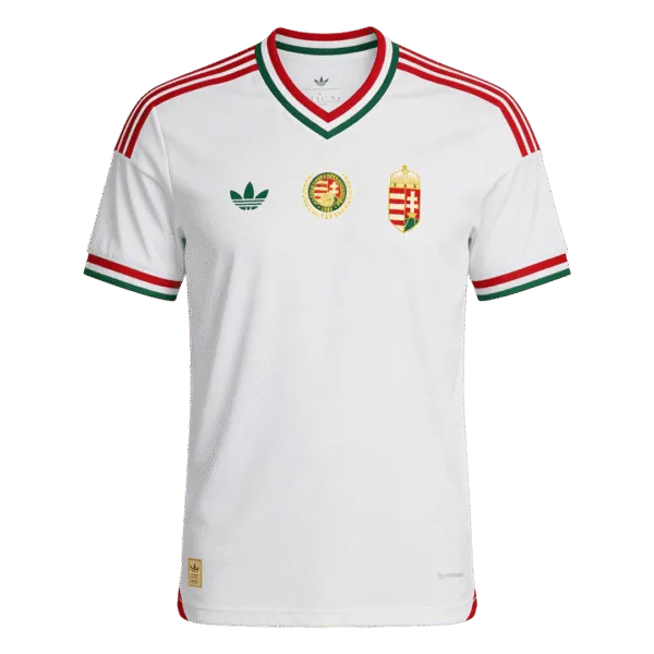 Nueva equipación visitante de la selección de Hungría para la Copa del Mundo 2026 con un diseño elegante y tradicional.