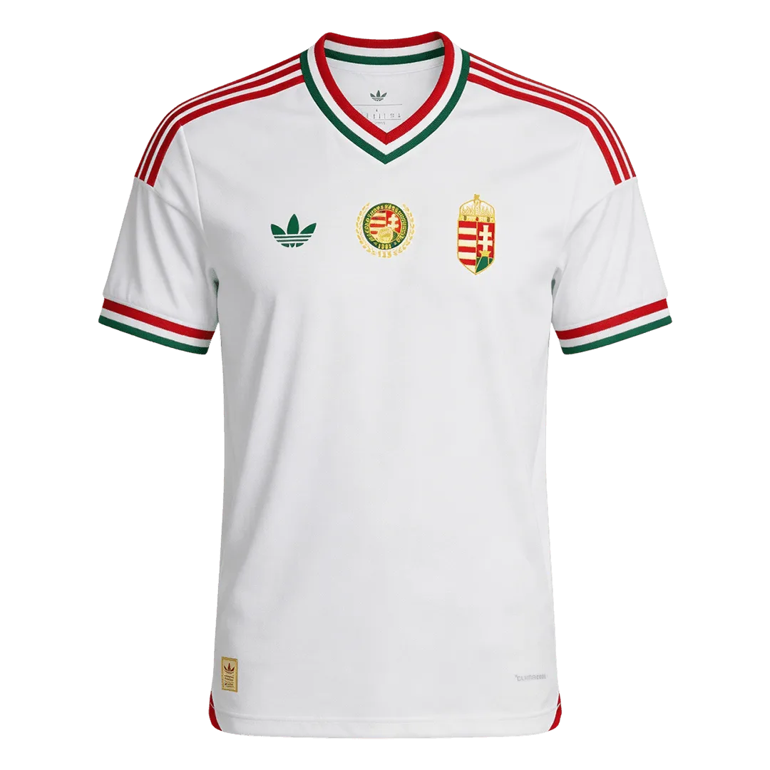 Camiseta de la selección de Hungría para el Mundial 2026 - Equipación visitante blanca con detalles en rojo y verde.