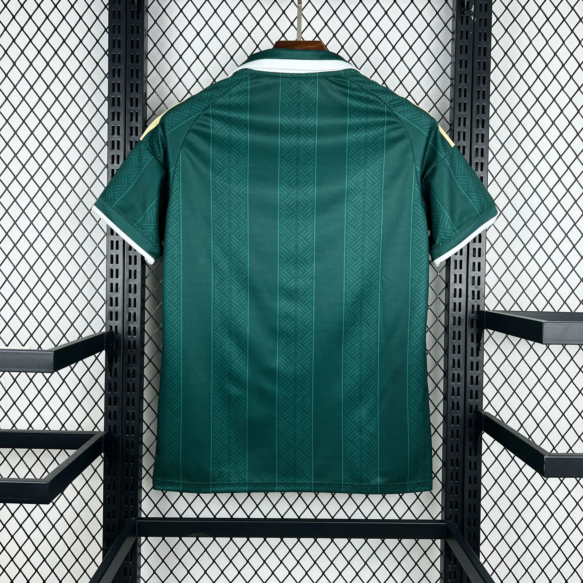 Vista posterior de la camiseta de Sudáfrica visitante, destacando el diseño limpio en color verde y el corte deportivo.
