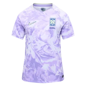 Camiseta de la selección de Corea del Sur para el Mundial 2026 - Equipación visitante lila con patrón floral artístico.