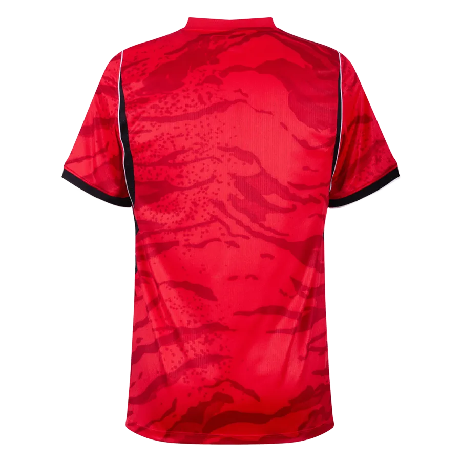 Dorsal de la camiseta de la selección de Corea del Sur para el Mundial 2026 - Equipación local roja con patrón de rayas de tigre.