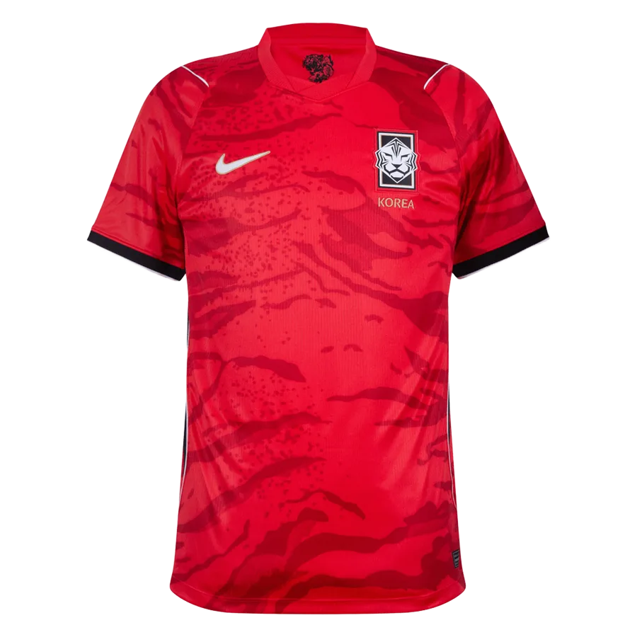 Camiseta de la selección de Corea del Sur para el Mundial 2026 - Equipación local roja con patrón de piel de tigre.