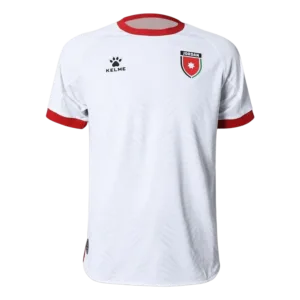 Camiseta de la selección de Jordania para el Mundial 2026 - Equipación local blanca con detalles en rojo.