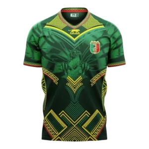 Camiseta de la selección de Malí para el Mundial 2026 - Equipación visitante verde con diseño gráfico de águila y patrones geométricos.