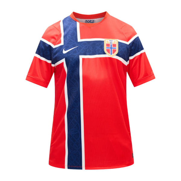 Primera equipación de la selección de Noruega para el Mundial 2026.