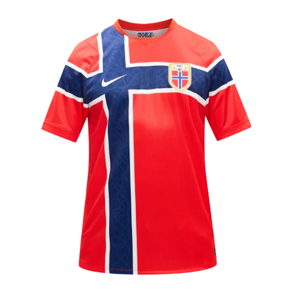 Primera equipación de la selección de Noruega para el Mundial 2026.