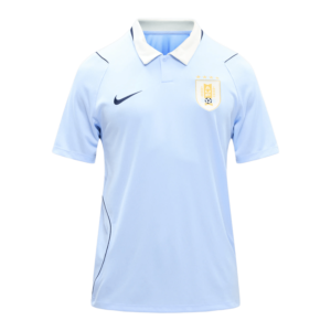 Camiseta local de Uruguay Mundial 2026 - Color celeste con detalles en blanco y negro.